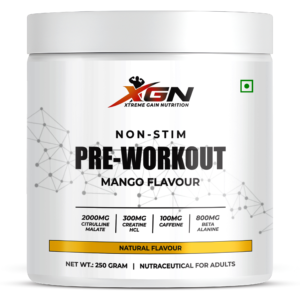 NON-STIM Pre-Workout. 250gm Mango, Flavour For Men & Women